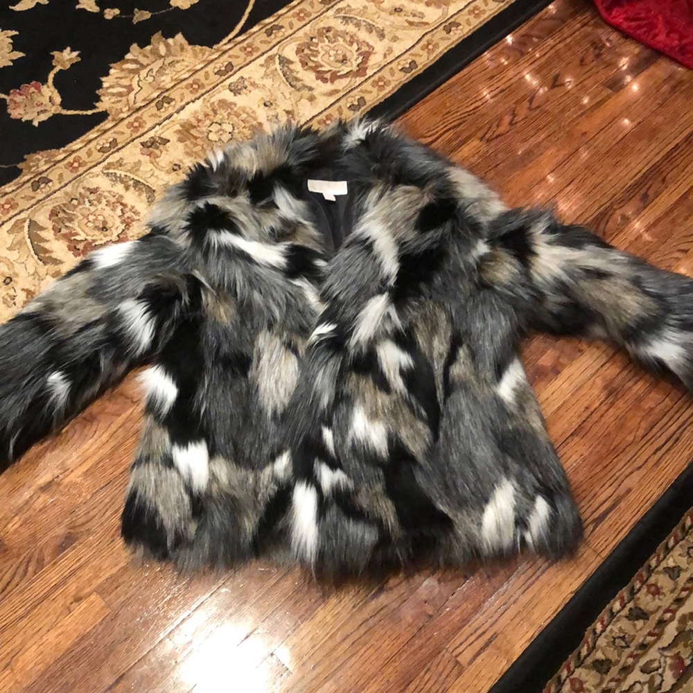 Michael kors faux fur coat large